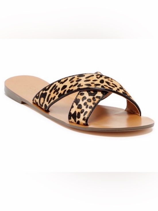 J. Crew Shoes - J. Crew Sandals 7 Seaside Crisscross Leopard Pony Hair Leather E8847